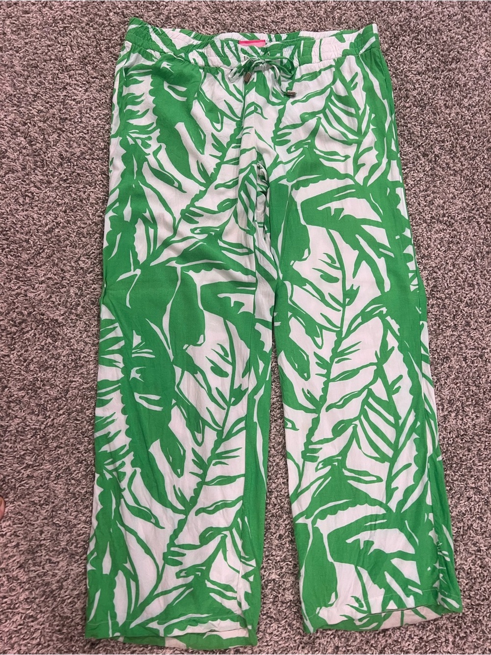 Lilly Pulitzer for Target White & Green Tropical Wide-Leg Pants